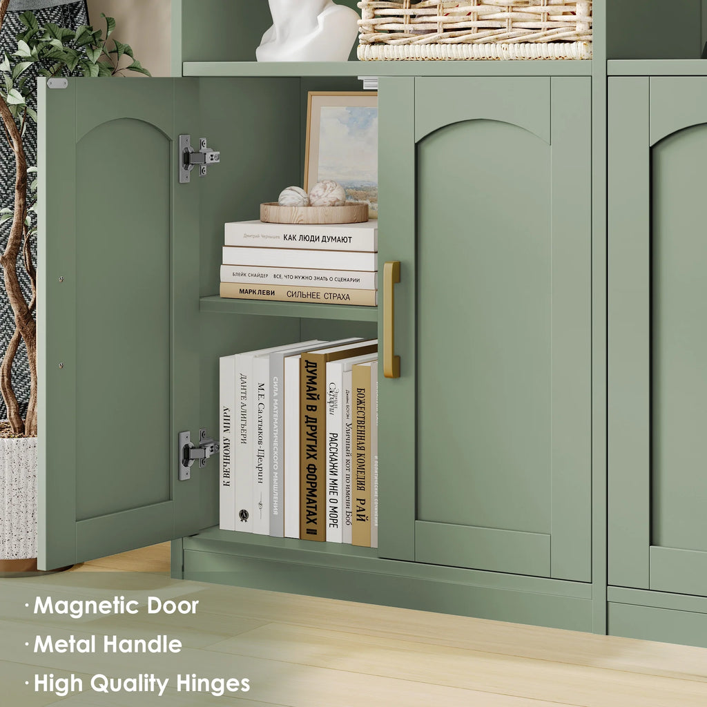 Homfa 73 Tall Bookcases with Doors, 8 Cubes 6 - Tier Double Row Bookshelf, White Bookcase for Living Room Home Office