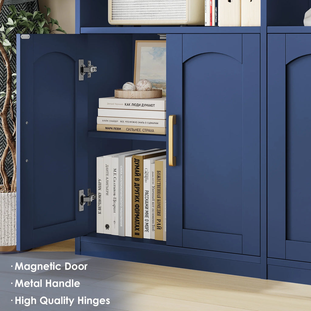 Homfa 73 Tall Bookcases with Doors, 8 Cubes 6 - Tier Double Row Bookshelf, White Bookcase for Living Room Home Office