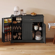 Load image into Gallery viewer, Coffee Bar, Lofka 42" Kitchen Storage Cabinet, Sideboard Buffet Cabinet with 8 Shelves, 1 Drawer