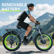 Load image into Gallery viewer, (US in Stock) 5000W Peak Dual Motor Electric Bike for Adults, 60V 25AH Removable Battery Ebike, 50MPH AWD 21 - Speed Mountain Snow E - Bike with 26" x 4.0 Fat Tire, Long Range Mountain Off - Road Ebikes