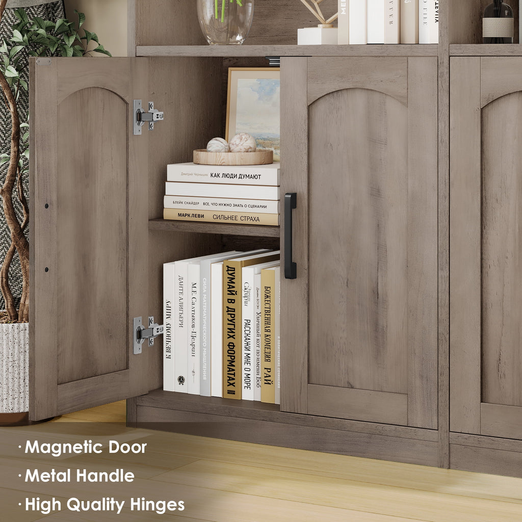 Homfa 73 Tall Bookcases with Doors, 8 Cubes 6 - Tier Double Row Bookshelf, White Bookcase for Living Room Home Office