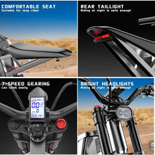 Load image into Gallery viewer, 6000W(Peak) Motor 60V/35ah Battery, Freego X2pro Electric Motorcycle for Adults, Electric Bike 50MPH/7 Speed Off Road Electric Bicycle, 19x2 Full Suspension/Four - Piston Hydraulic Brake UL2849MTB