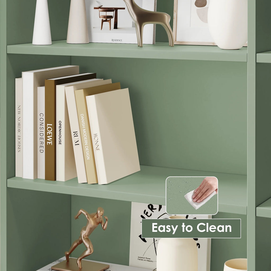 Homfa 73 Tall Bookcases with Doors, 8 Cubes 6 - Tier Double Row Bookshelf, White Bookcase for Living Room Home Office