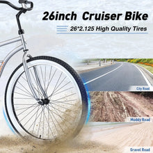 Load image into Gallery viewer, Single Speed Bicycles 26"inch, Steel Frame, Wide Wheels for Stability, Rear Coaster Brakes, Multiple Colors Men'S Beach Cruiser Bike