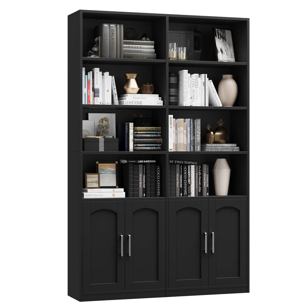 Homfa 73 Tall Bookcases with Doors, 8 Cubes 6 - Tier Double Row Bookshelf, White Bookcase for Living Room Home Office