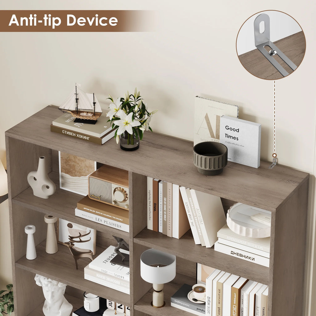 Homfa 73 Tall Bookcases with Doors, 8 Cubes 6 - Tier Double Row Bookshelf, White Bookcase for Living Room Home Office