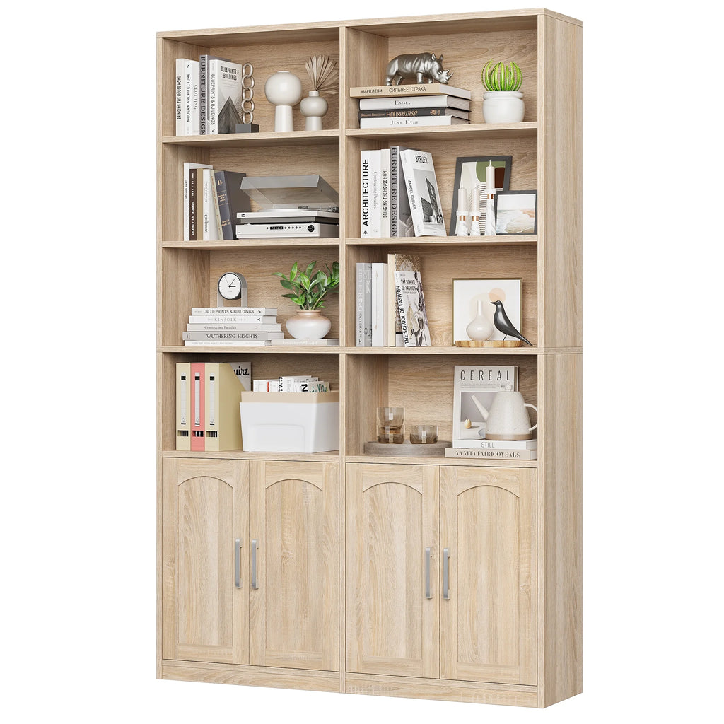 Homfa 73 Tall Bookcases with Doors, 8 Cubes 6 - Tier Double Row Bookshelf, White Bookcase for Living Room Home Office