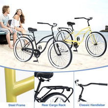 Load image into Gallery viewer, Single Speed Bicycles 26"inch, Steel Frame, Wide Wheels for Stability, Rear Coaster Brakes, Multiple Colors Men'S Beach Cruiser Bike