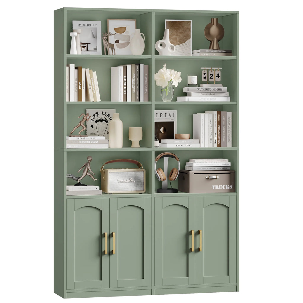 Homfa 73 Tall Bookcases with Doors, 8 Cubes 6 - Tier Double Row Bookshelf, White Bookcase for Living Room Home Office