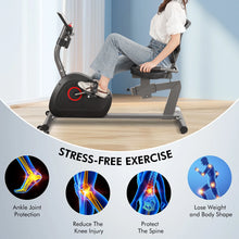 Load image into Gallery viewer, Maxkare Recumbent Exercise Bike for Home Stationary Bike Sturdy Quiet 8 Levels Recumbent Bikes Large Comfortable Seat Heart Rate Handle &amp; Ipad Holder for Gym Seniors Adults
