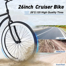 Load image into Gallery viewer, Single Speed Bicycles 26"inch, Steel Frame, Wide Wheels for Stability, Rear Coaster Brakes, Multiple Colors Men'S Beach Cruiser Bike