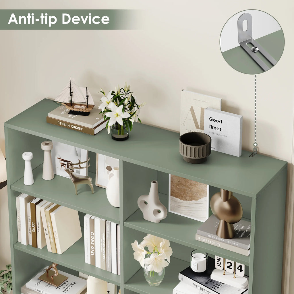 Homfa 73 Tall Bookcases with Doors, 8 Cubes 6 - Tier Double Row Bookshelf, White Bookcase for Living Room Home Office