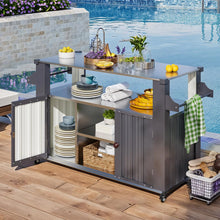 Load image into Gallery viewer, AECOJOY Outdoor Grill Table Cart with Storage Cabinet, Dark Grey