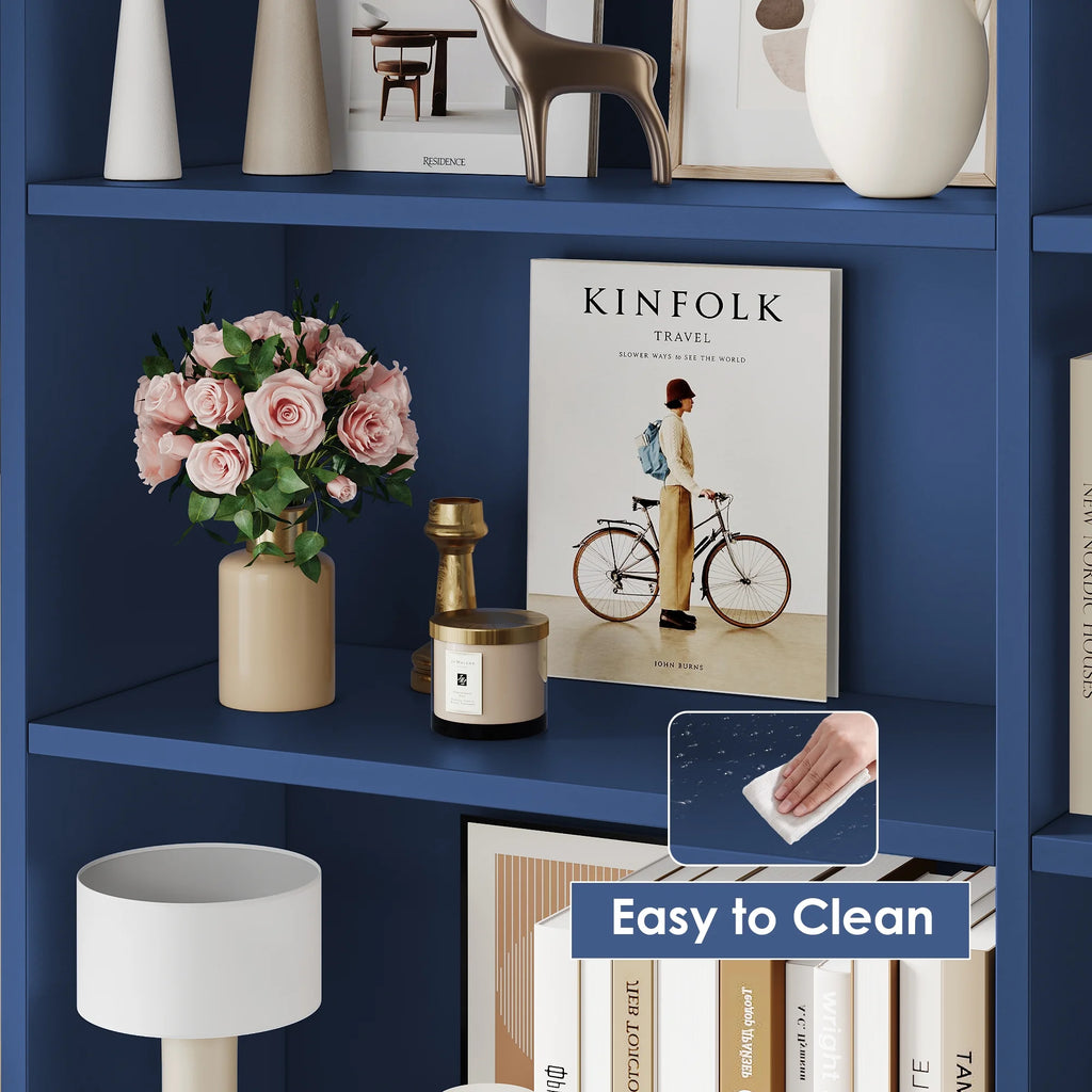 Homfa 73 Tall Bookcases with Doors, 8 Cubes 6 - Tier Double Row Bookshelf, White Bookcase for Living Room Home Office