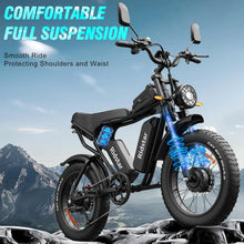 Load image into Gallery viewer, Ridstar Electric Bike for Adults Q20, 1200W 30MPH, 48V 15.6ah Electric Bicycle, 7 Speed Full Suspension Mountain Bike UL2849