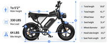 Load image into Gallery viewer, Ridstar Electric Bike for Adults Q20, 1200W 30MPH, 48V 15.6ah Electric Bicycle, 7 Speed Full Suspension Mountain Bike UL2849