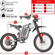 Load image into Gallery viewer, 6000W(Peak) Motor 60V/35ah Battery, Freego X2pro Electric Motorcycle for Adults, Electric Bike 50MPH/7 Speed Off Road Electric Bicycle, 19x2 Full Suspension/Four - Piston Hydraulic Brake UL2849MTB