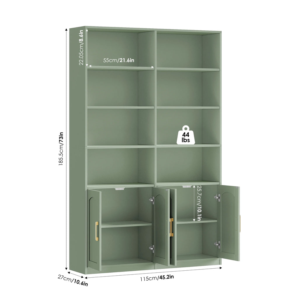 Homfa 73 Tall Bookcases with Doors, 8 Cubes 6 - Tier Double Row Bookshelf, White Bookcase for Living Room Home Office