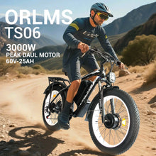 Load image into Gallery viewer, (US in Stock) 5000W Peak Dual Motor Electric Bike for Adults, 60V 25AH Removable Battery Ebike, 50MPH AWD 21 - Speed Mountain Snow E - Bike with 26" x 4.0 Fat Tire, Long Range Mountain Off - Road Ebikes