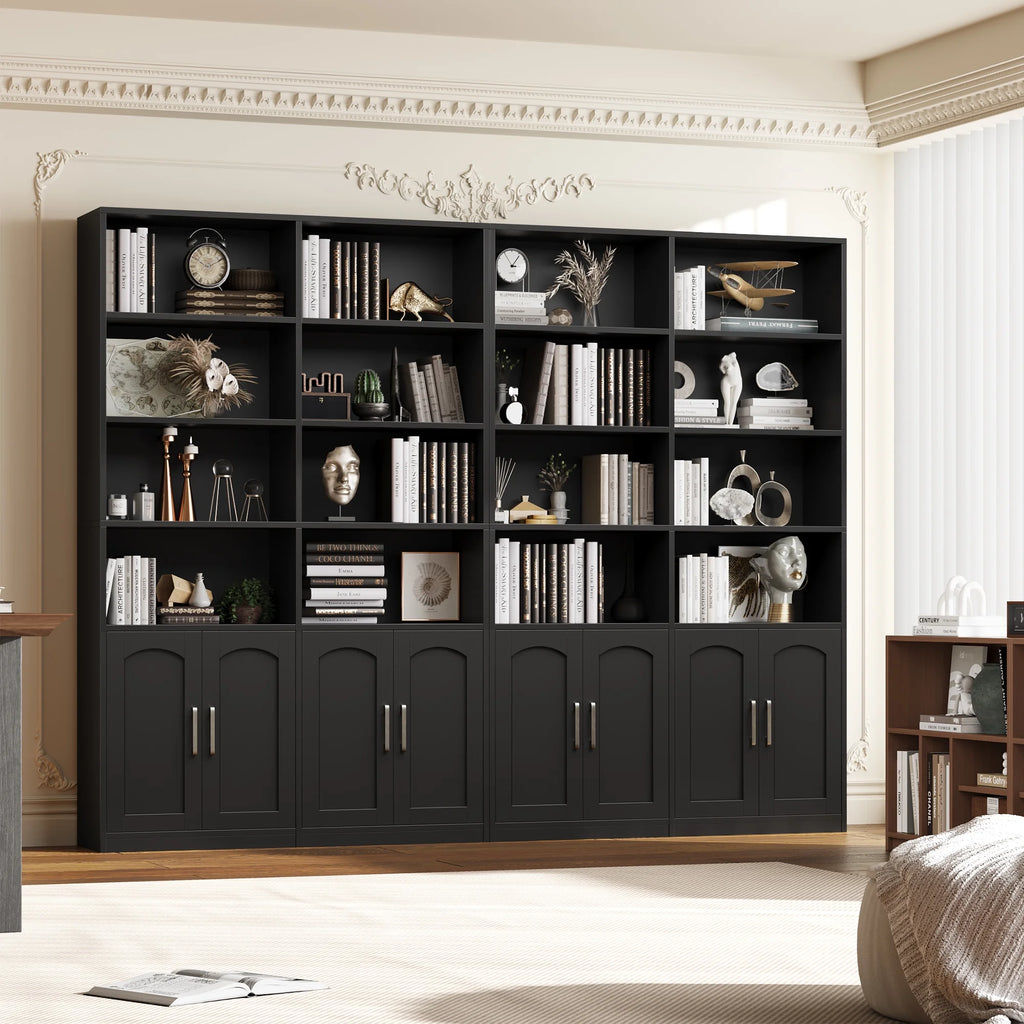 Homfa 73 Tall Bookcases with Doors, 8 Cubes 6 - Tier Double Row Bookshelf, White Bookcase for Living Room Home Office