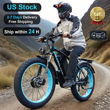 Load image into Gallery viewer, (US in Stock) 5000W Peak Dual Motor Electric Bike for Adults, 60V 25AH Removable Battery Ebike, 50MPH AWD 21 - Speed Mountain Snow E - Bike with 26" x 4.0 Fat Tire, Long Range Mountain Off - Road Ebikes