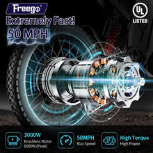 Load image into Gallery viewer, 6000W(Peak) Motor 60V/35ah Battery, Freego X2pro Electric Motorcycle for Adults, Electric Bike 50MPH/7 Speed Off Road Electric Bicycle, 19x2 Full Suspension/Four - Piston Hydraulic Brake UL2849MTB