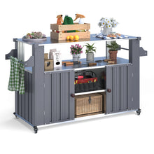 Load image into Gallery viewer, AECOJOY Outdoor Grill Table Cart with Storage Cabinet, Dark Grey