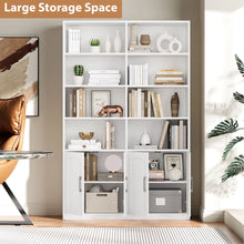 Load image into Gallery viewer, Homfa 73 Tall Bookcases with Doors, 8 Cubes 6 - Tier Double Row Bookshelf, White Bookcase for Living Room Home Office