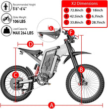 Load image into Gallery viewer, 6000W(Peak) Motor 60V/35ah Battery, Freego X2pro Electric Motorcycle for Adults, Electric Bike 50MPH/7 Speed Off Road Electric Bicycle, 19x2 Full Suspension/Four - Piston Hydraulic Brake UL2849MTB