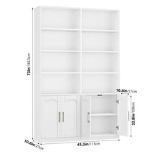 Load image into Gallery viewer, Homfa 73 Tall Bookcases with Doors, 8 Cubes 6 - Tier Double Row Bookshelf, White Bookcase for Living Room Home Office